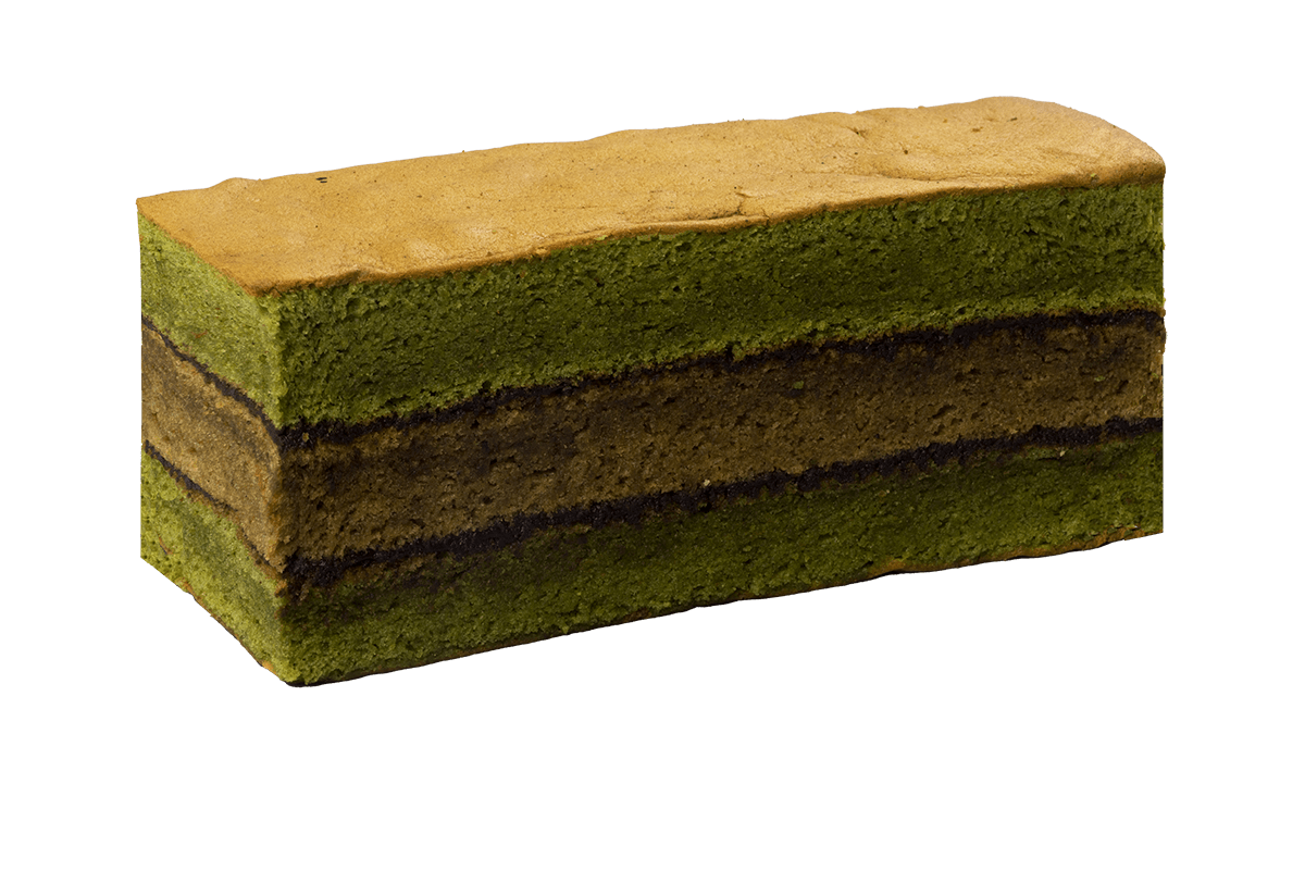 Slices of Ladies and Gentleman Spiku with green tea and coffee layers 1