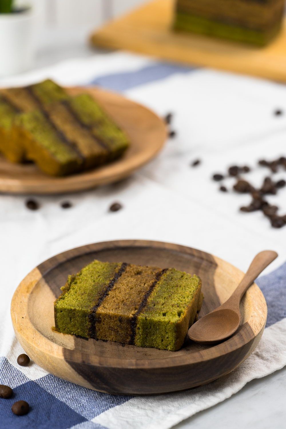 Slices of Ladies and Gentleman Spiku with green tea and coffee layers 3
